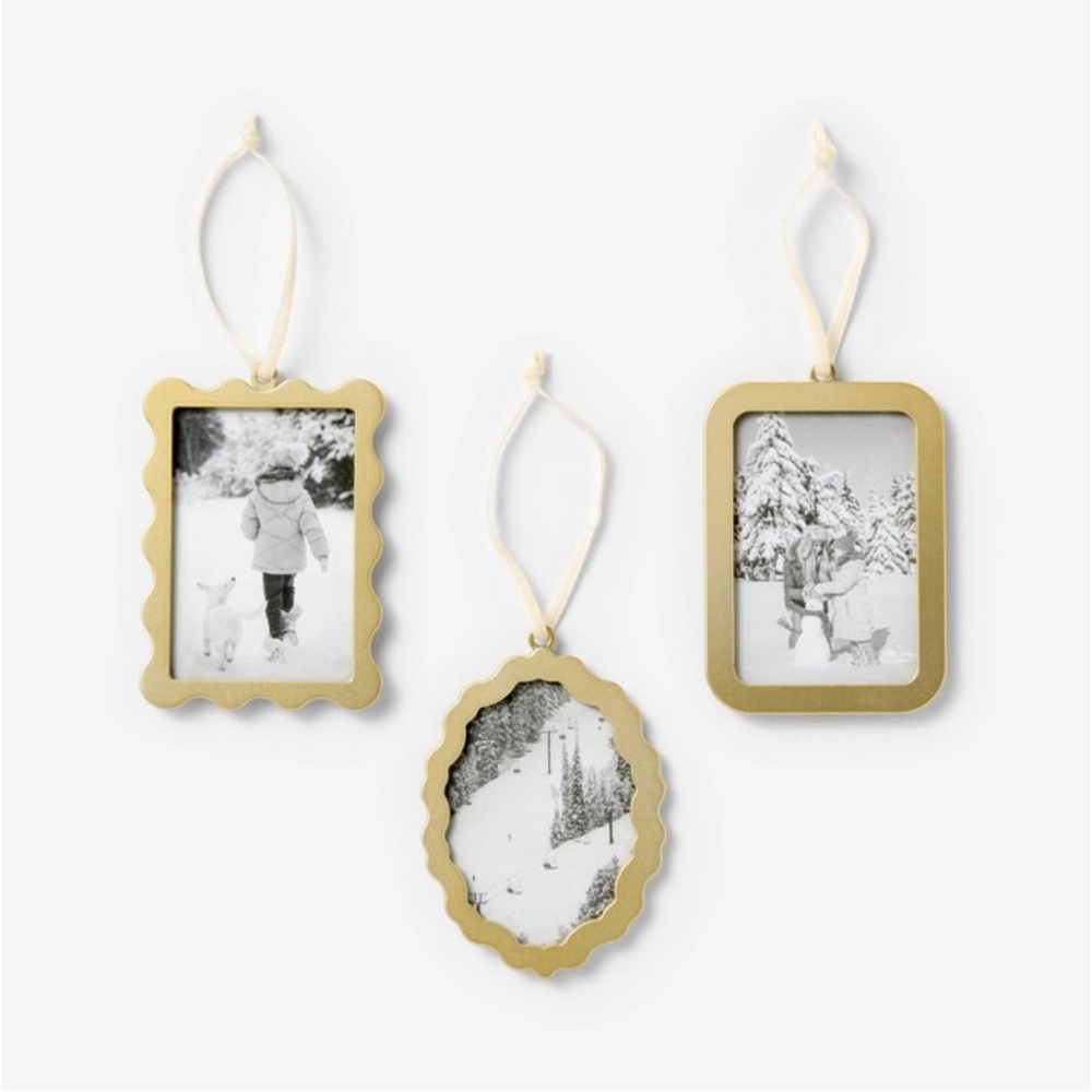 Threshold Studio McGee 3pc Gold Picture Frame Ornaments Gold - Christmas…
